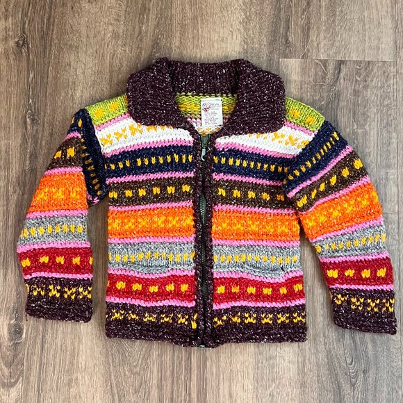 Yarina Threads Handmade Cotton/Wool Colorful Sweater Jacket Sz 2T/3T - Picture 1 of 8